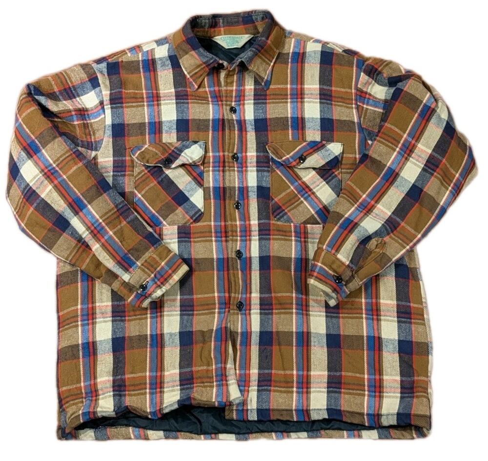 Vintage Clydesdale Plaid Lined Flannel Shirt Jacket USA Men’s L XL Workwear